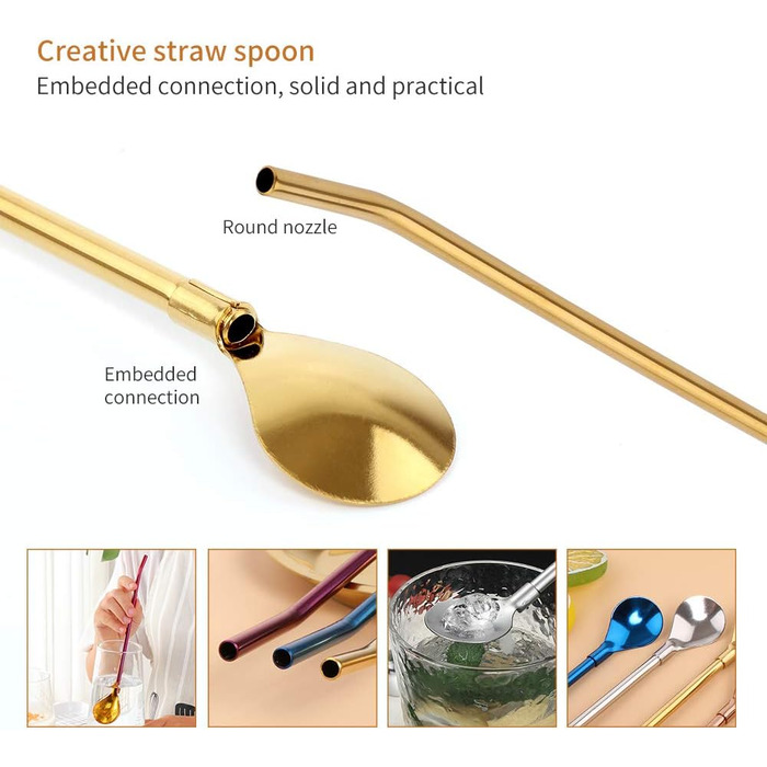 Кольорова ложка з трубочкою, акрил, 24 шт.