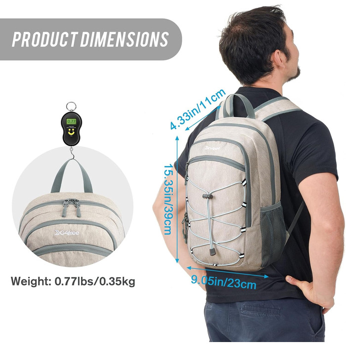 Small Backpack / 20L Unisex Daypack Lightweight Travel Backpack Hiking Backpack Trekking Backpack for Hiking Cycling (Beige, 12L)