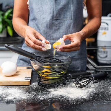 Набір міксерів Rigatti® з нержавіючої сталі та силікону (3 шт.) - чорний, термостійкий, без BPA, для тефлону, ергономічні, 28/26/23 см