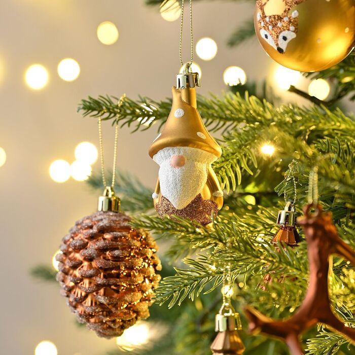 Набір ялинкових прикрас Valery Madelyn, 40 шт. Ялинкові кулі з пластику, бронзові, тематика 