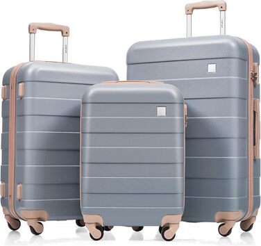 Набір валіз Merax 3 шт. з жорстким корпусом, 4 колеса, блакитний колір