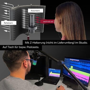 DOCKIN® MP2000: USB мікрофон-конденсатор для ПК, геймінгу, подкастів та стрімінгу. З міцним штативом, Pop-фільтр та Windscreen. Преміум якість звуку.