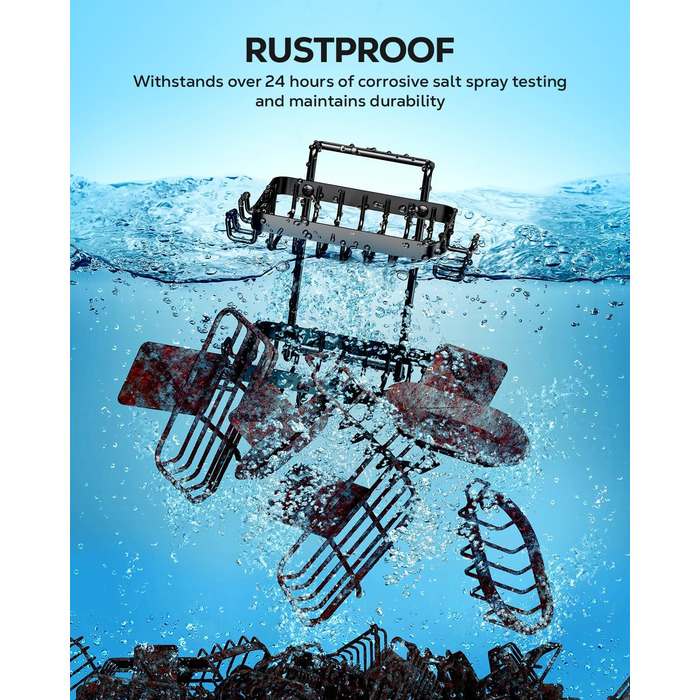 Підставка для мила на 2 рівні від Nieifi з водовідведенням, нержавіюча сталь, без свердління для душової кабіни, чорна