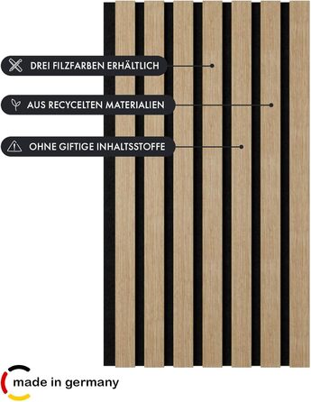 Акустичні панелі Momento Holz, 240x50 см, дуб натуральний, Made in Germany - для декору та звукоізоляції стін