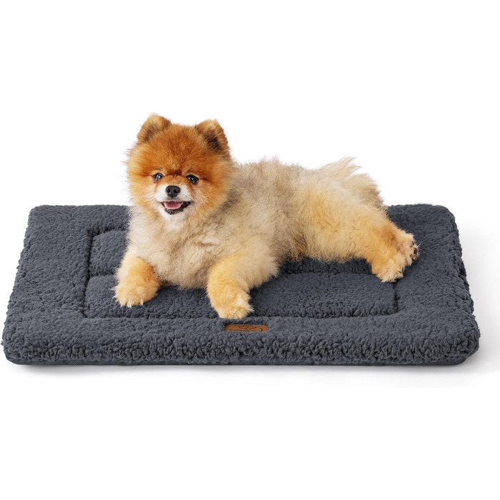BEDSURE Washable Dog Mat - Large Dogs - 104x71 cm Washable Dog Bed for Large Dogs, Sherpa Plush Dog Bed Large with High-Density Foam Filling, (61 x 46 cm, Dark Grey)