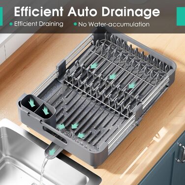 Стійка для сушіння посуду KINGRACK, розширювана, з нержавіючої сталі, сіра