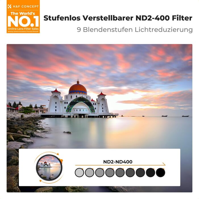 Фільтр ND Variabler K&F Concept Nano-X 67mm - Графільтр ND2-400 (1-9 Stop) з сумкою