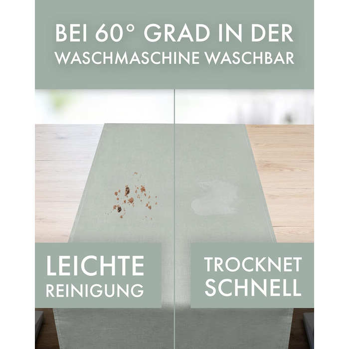 Farnberg Premium Linen Table Runner - Modern Table Decoration for Kitchen Table, Dining Table - Table Runner - Tablecloth - (40 x 150 cm) - Solid Mint