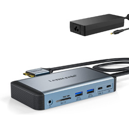 Док-станція USB-C 12 в 1: 3 монітори, HDMI, VGA, Ethernet, USB 3.0, PD 100W, SD/TF, AUX для Windows/Mac/Dell/HP