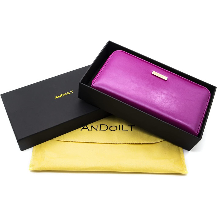 Жіночий шкіряний гаманець ANDOILT з RFID захистом, великий кредитний кардхолдер