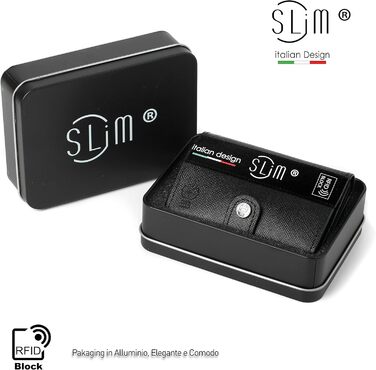 SLim Geldbörse: Елегантний жіночий/чоловічий портмоне з RFID захистом, шкіра Saffiano, Made in Italy