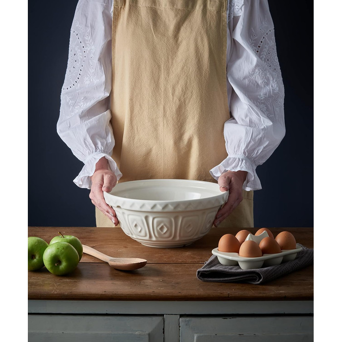 Mason Cash Stoneware Mixing Bowl 26 cm, Cream, 2.7 L, Dough Bowl for Bread Dough, Cake Dough or Pizza Dough, made of high-quality, chip-resistant stoneware, large dough bowl
