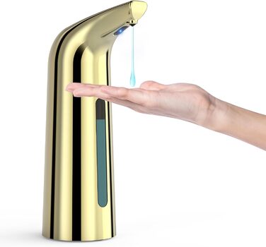 Автоматичний безконтактний диспенсер для мила з 4 рівнями регулювання, 400 мл, електричний, на батарейках, для встановлення на стільницю, з інфрачервоним сенсором (Бронзовий) (400мл Золотий)