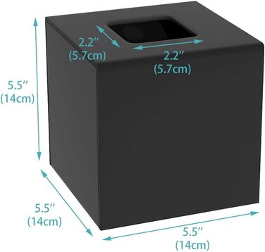 HIIMIEI Square Cosmetic Tissue Box, 14 x 14 x 14cm Acrylic Pocket Tissue Box | Tissue Box with Magnetic Cover for Dining Room Bathroom Bedroom Car Office - Matte Black