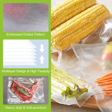 Bonsenkitchen Vacuum Bags - 150 Bags - 15x25 cm (50) + 20x30 cm (50) + 28x40 cm (50), Professional-grade foil bags for all vacuum sealers, vacuum bags for food, BPA-free, VB3215