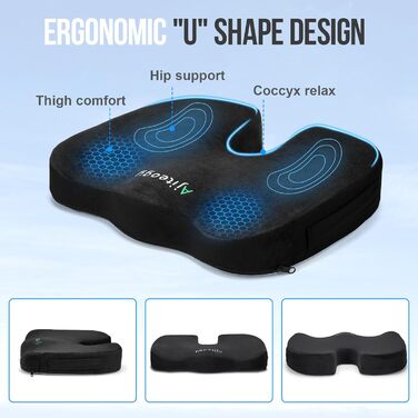 Подушка з піни Memory Foam для офісного крісла, авто та геймерського стільця - ортопедична підтримка спини