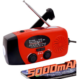 Радіо NOAA iRonsnow 5000 mAh для надзвичайних ситуацій: FM/AM, ручний привід, сонячне, з SOS, LED-ліхтарик, зарядка для телефону, кемпінг, виживання (чорний)