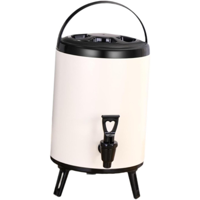 F Fityle Hot/Cold Beverage Dispenser, Tea Barrel with Tap, Water-Insulated Drink Dispenser, Drink Container for Camping/Kindergarten, 6L White