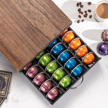 Підставка для капсул Nespresso Vertuo (дерев'яний верх, 40 капсул) - Органайзер для кавових капсул