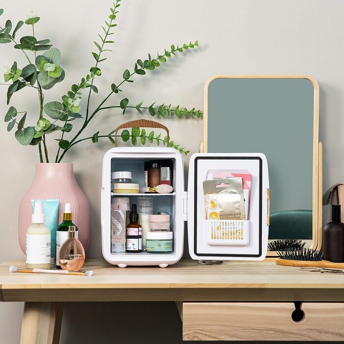 Russell Hobbs Mini Portable Cooler & Warmer - Drink, Beauty & Skincare - AC/DC - Scandi Style White & Wood Effect