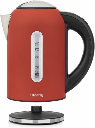 Електричний чайник H.Koenig BOE54 Inox 1.7L з програмуванням температури, червоний