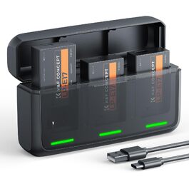 Комплект акумуляторів K&F CONCEPT LP-E17 1250mAh (3 шт.) з LED PD зарядним пристроєм швидкої зарядки 20W