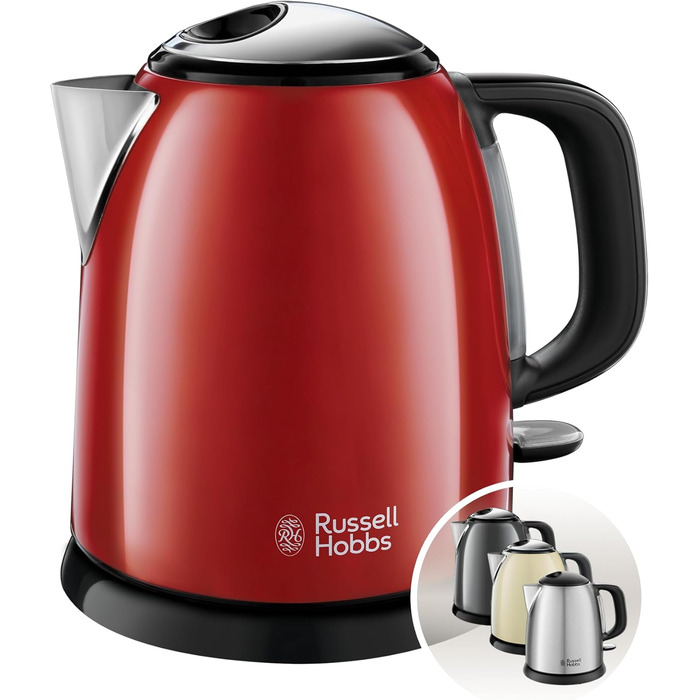 Електричний чайник Russell Hobbs Colours+ 1.0л, червоний, нержавіюча сталь, 2400W
