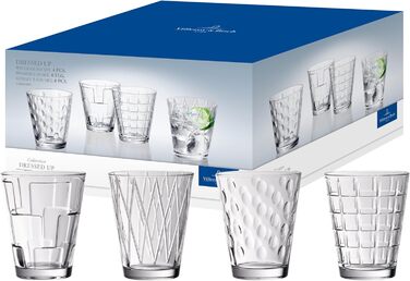 Villeroy & Boch – Dressed Up Water Glass Set, 4-Piece, 310 ml, Dishwasher-Safe, Special Drinking Glasses, Glasses for Water, Drinking Glass Set, Juice Glasses, Crystal Glass