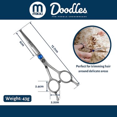 Ножиці для грумінгу собак Mikki Doodle: професійні ножиці для стрижки та формування шерсті, 19 см