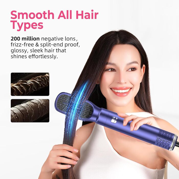 Професійний фен-щітка Pro Airbrush Hair styler 6 в 1: сушка, укладка, створення локонів. 1000W, блакитний