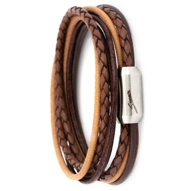 Браслет шкіряний Echtleder (Німеччина), унісекс, з магнітною застібкою, 3XL (21-22 см), світло-коричневий