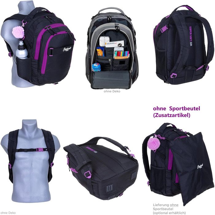 Дитячий рюкзак Elephant Hero Signature з дощовиком для дівчаток (Lila Violett Black)