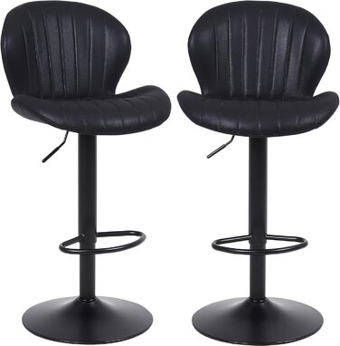 Набір з 2 барних стільців Ralex-Chair Moderne - регульована висота, оббивка з алькантари, чорний колір