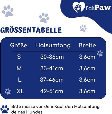 Нашийник для собак FairPaw з паракорду - широкий, ручної роботи, для великих собак, блакитний L