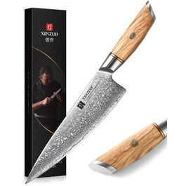 Професійний шеф-ніж XINZUO Lan Series Gyuto 21.2 см, кований дамаск із порошкової сталі (73 шари), ергономічна ручка з оливкового дерева