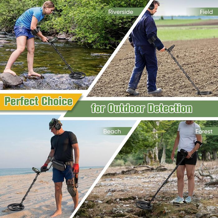 Металодетектор високоточний, регульована довжина 113-141 см, 5 режимів, акумуляторний, професійний з LCD-дисплеєм, водонепроникна котушка IP68 для дорослих та дітей (зелений)
