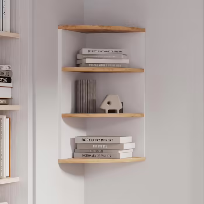 Кутова книжкова полиця Vicco Ecki, біла/дуб золотий, 30x60 см