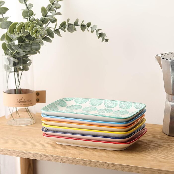 Набір тарілок Selamica Servierplatte: 6 прямокутних тарілок для закусок, десертів, суші та фруктів, 18 × 10.5 см