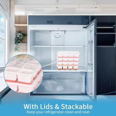 Форма для льоду JRISBO (2 шт) з кришкою, великі кубики льоду, силікон, BPA-free, LFGB-сертифікована, оранжева