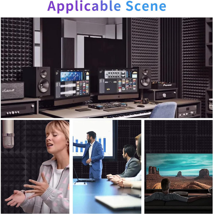 Акустичний поролон для шумоізоляції стін, панелі зі звукопоглинаючого пінопласту високої щільності для студії запису, офісу та танцювального залу, 30x30x5 см, 12 шт.