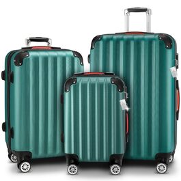 Набір валіз Monzana® 3шт. Зелений - M-L-XL з замком, органайзером та вагами - з гелевими ручками, подвійними колесами, підставкою, валіза-тележка, валіза з жорстким корпусом, багажний набір