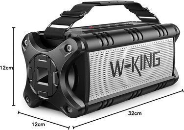 Портативна Bluetooth колонка W-KING 90W з глибоким басом, IPX6, до 40 годин, чорно-біла