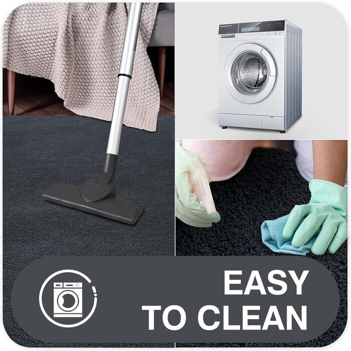 Килимок з мікрофібри 120x170 см - миючий короткий ворс для вітальні та спальні, м'який пухнастий з сучасним однотонним дизайном, антрацит-сірий 120 x 170 см