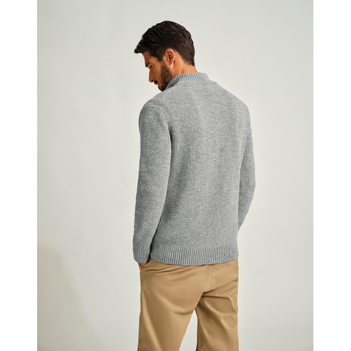 Чоловіча в'язана куртка-трікжак PJ PAUL JONE з коміром-стійкою та блискавкою, світло-сіра (L)