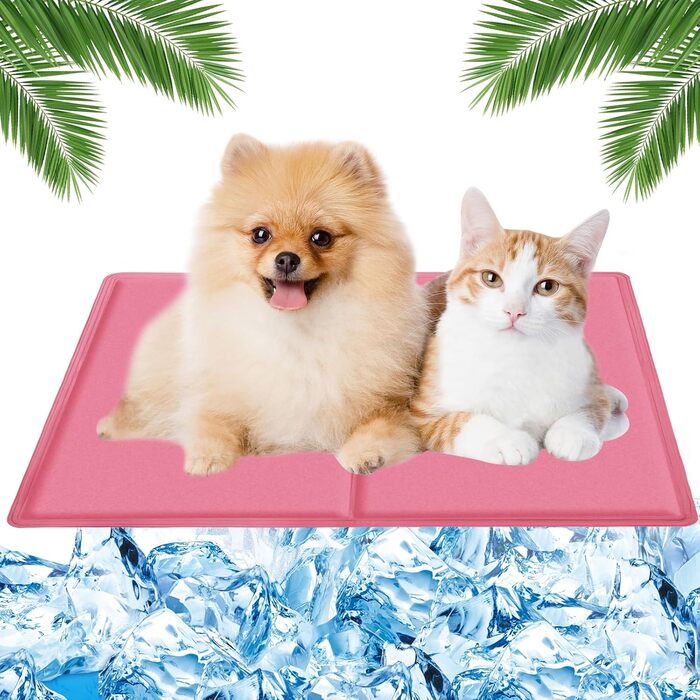 Килимок охолоджуючий для собак та котів, самоохолоджуючий, 50x40 см, з нетоксичним гелем (рожевий)