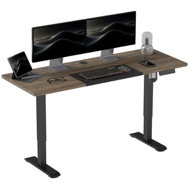 Vinsetto Electric Standing Desk Frame with Motor, Computer Desk, Height Adjustable, Standing Desk, Natural+Black, 140x70x72-116cm | Aosom