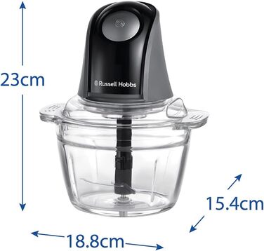 Кухонний міні-подрібнювач Russell Hobbs 27131-56, 350W, нержавіюча сталь, 1л, 2 швидкості, для овочів, фруктів, м'яса, чорний