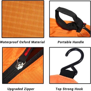 Сумка-органайзер для ванну Jiemei, водонепроникна, з 4 відділеннями, для жінок та чоловіків, компактна, помаранчевого кольору