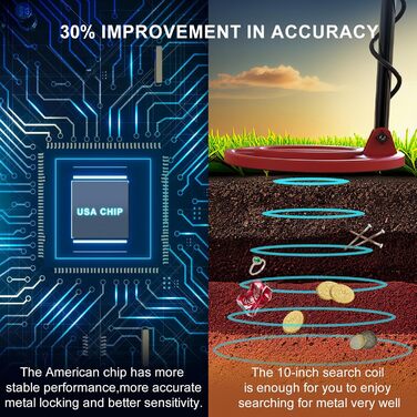 Професійний металошукач для дорослих Seefine з LCD дисплеєм, водонепроникний (IP68), 5 режимів, 10 дюймовий котушковий пристрій, висока точність та чутливість