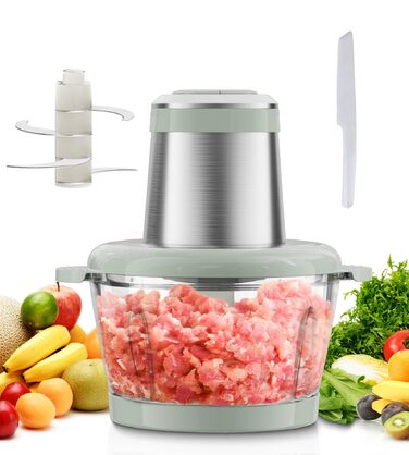 Електричний подрібнювач для кухні ESoundvol 400W з чашею 2л та 4 лезами з нержавіючої сталі для м'яса, овочів, горіхів, дитячого харчування